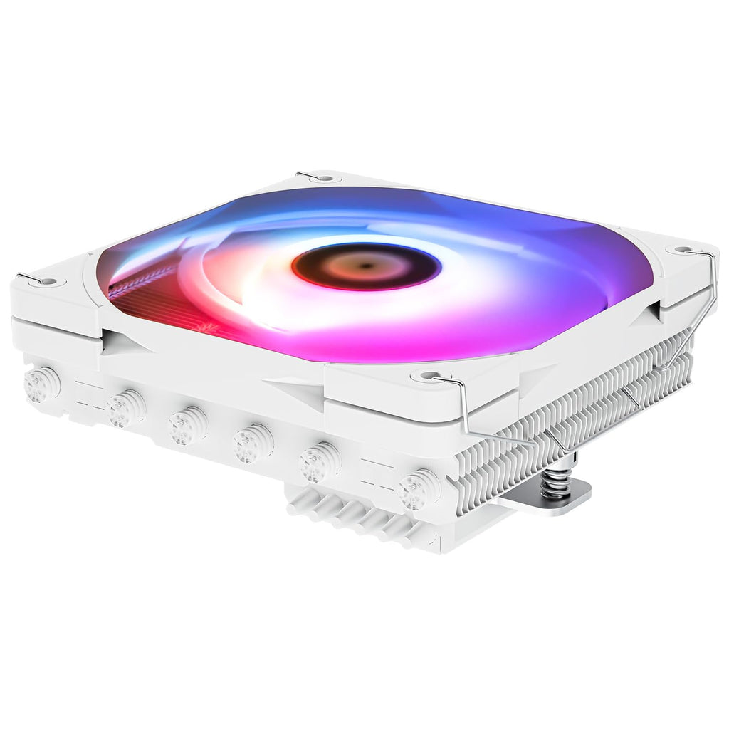 AXP120-X67 White ARGB Low Profile CPU Air Cooler with Quite TL-C12015W-S PWM Fan, 6 Heat Pipes, 67Mm Height, for AM4/ Am5/Intel LGA 1700/1851/115X/1200/2011,5V ARGB LED CPU Cooler,1800Rpm