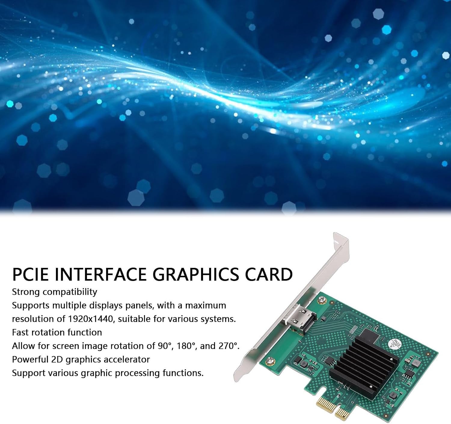 Pcie Interface Graphics Card, HD Video Card with 2D Graphics Accelerator for Industrial Computer Multi Display Panel POS System