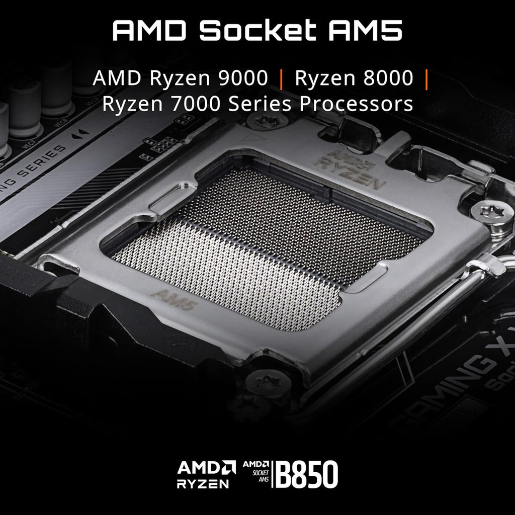 GIGABYTE B850 Gaming X WIFI6E AMD AM5 ATX Motherboard, Support AMD Ryzen 9000/8000/7000 Series, DDR5, 12+2+2 Power Phase, 3X M.2, Pcie 5.0, USB-C, WIFI6E, 2.5Gbe LAN, Ez-Latch, 5-Year Warranty