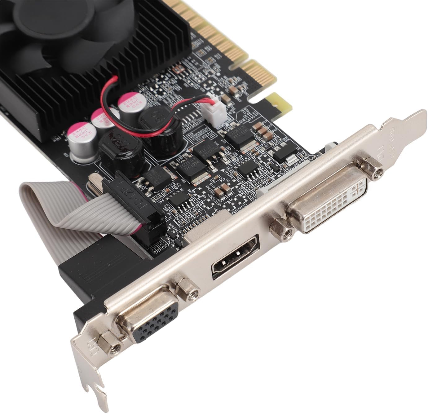 GT210 1GB DDR3 Graphics Card, 2560X1600 Resolution, DVI/VGA/HDMI Outputs, PCI Express with Built-In Fan, for Office and Gaming