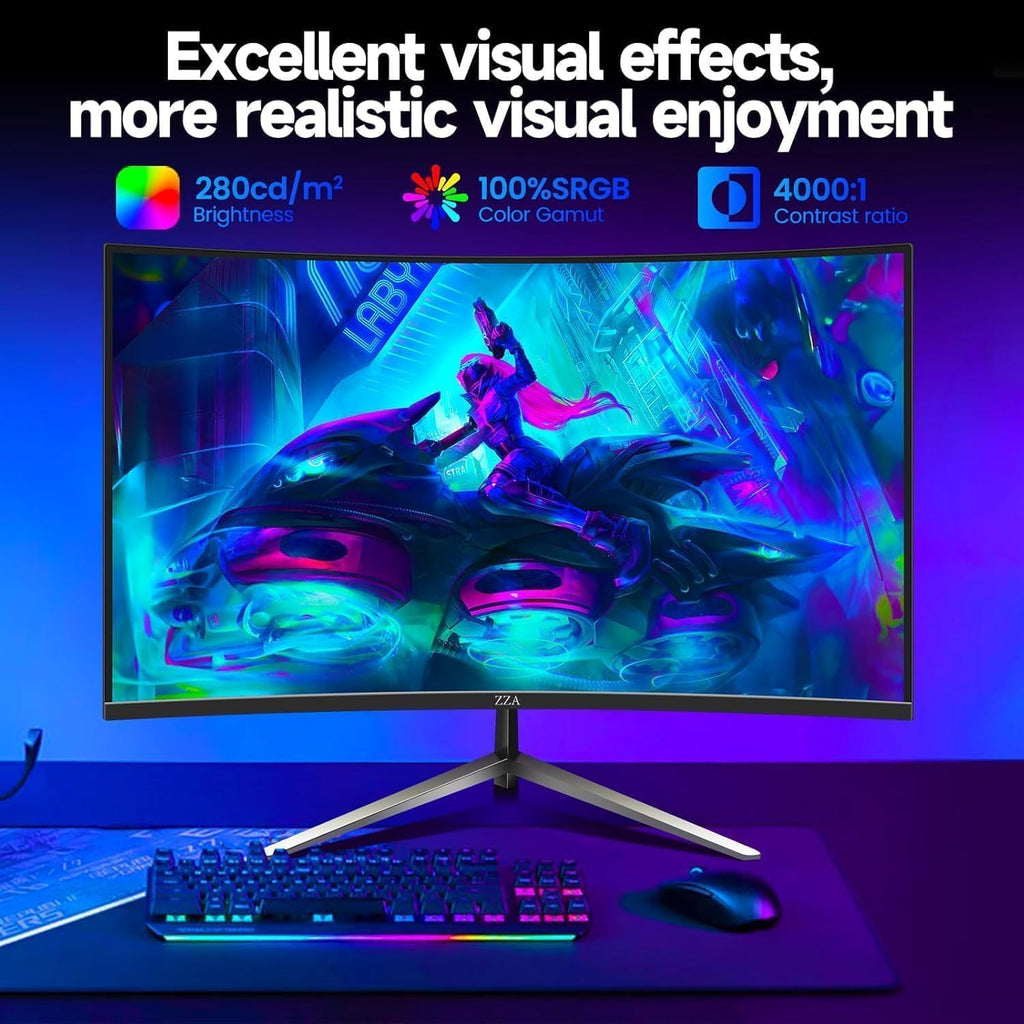 32 Inch Curved Monitor,1440P VA Screen 165Hz, 1500R Curved Gming Monitor,Computer Monitor 1Ms,Freesync & G-Sync, HDR10, 120% Srgb Coverage, DP/HDMI, PC Monitor VESA Mount Compatible