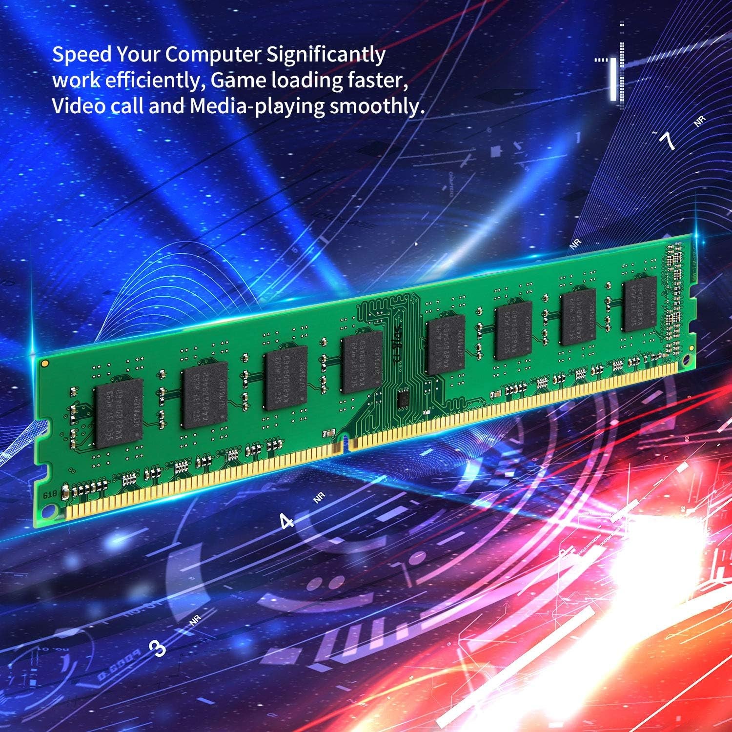 8GB (2X4Gb) DDR3 1600Mhz DIMM PC3-12800 UDIMM Non-Ecc CL11 240-Pin 1.35V/1.5V Desktop Computer RAM Memory Upgrade Kit