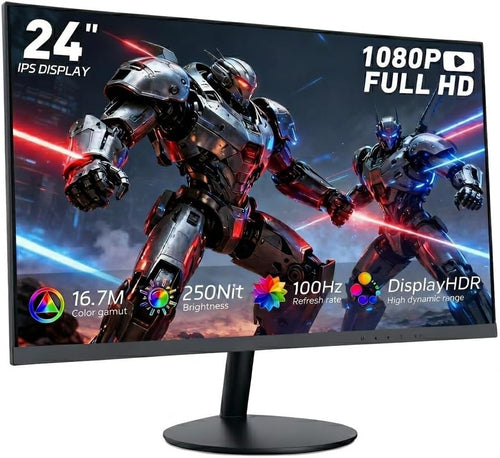 24 Inch Gaming Monitor, FHD 1080P IPS 100Hz, 3Ms Response Time Computer Monitor, HDMI DP PC Monitor with Built-In Speakers, Low Blue Light, VESA Mount, Desktop Monitor for Laptop & Home Office