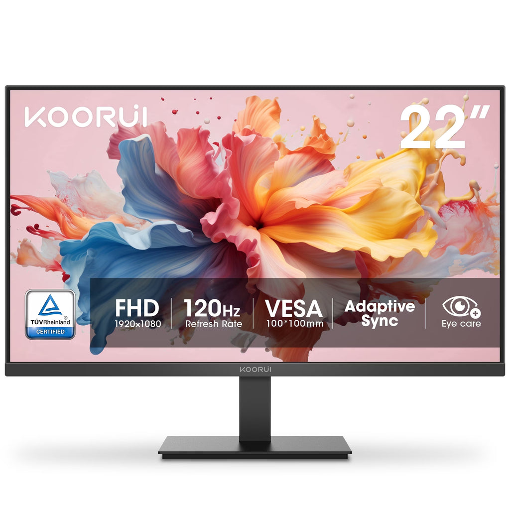 KOORUI 22" FHD 120 Hz Computer Monitor, 1080P PC Monitor with Adaptive-Sync, New