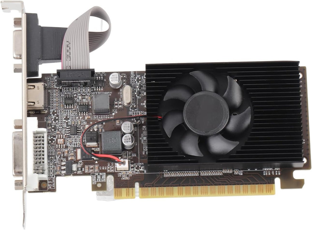 Graphics Card, GT610 1GB 64Bit DDR3 Video Card, PCIE 2.0 VGA DVI Graphics Card with Cooling Fan for Desktop Computer