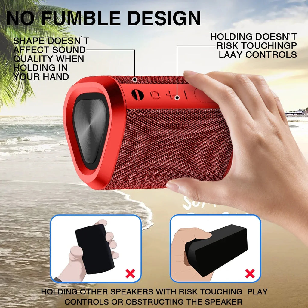 Hoey Portable Bluetooth Speaker,Ipx7 Waterproof Outdoor Speaker with 24Hr Playtime,Red
