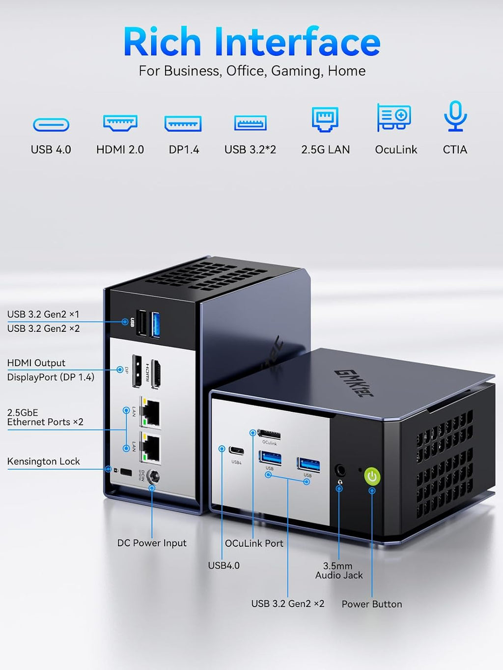 K16 Gaming Mini PC AMD Ryzen 7 7735HS 32 GB LPDDR5 RAM 512GB SSD | Desktop Mini Computer, AMD Radeon 680M 8C/16T 4.75Ghz, Dual NIC LAN 2.5Gbe, Oculink, USB4, HDMI, USB-C
