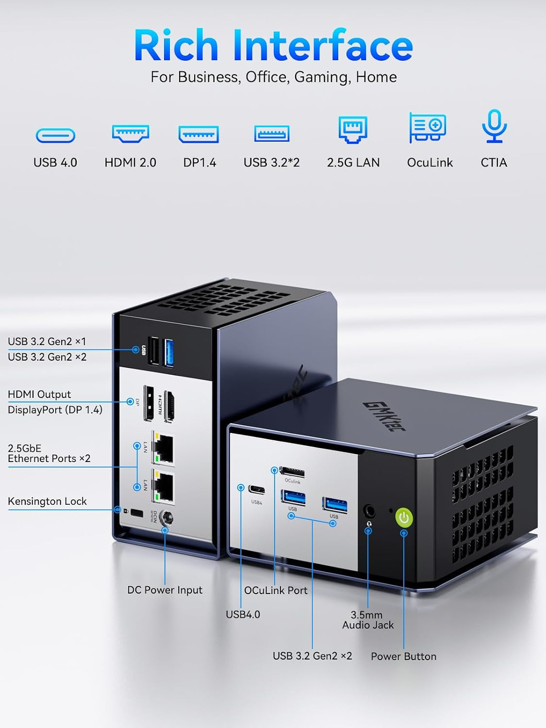 K16 Gaming Mini PC AMD Ryzen 7 7735HS 32 GB LPDDR5 RAM 512GB SSD | Desktop Mini Computer, AMD Radeon 680M 8C/16T 4.75Ghz, Dual NIC LAN 2.5Gbe, Oculink, USB4, HDMI, USB-C