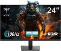 24 Inch 1080P Full HD Computer Monitor, 100Hz HDR10 Frameless Gaming Monitor with Freesync, HDMI & VGA Ports PC Monitor for Working, VESA, Tilt Adjustable, Eye Care