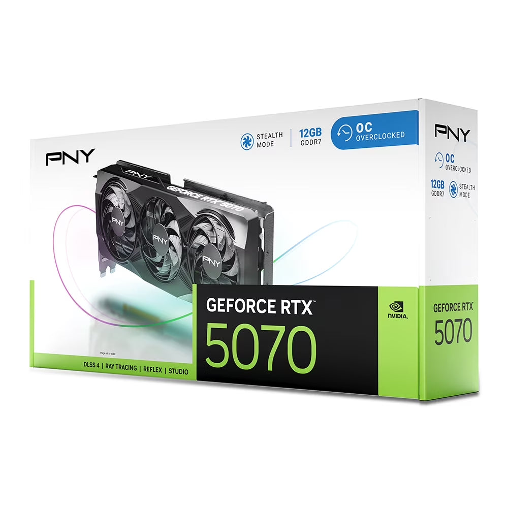PNY NVIDIA Geforce RTX™ 5070 OC Triple Fan, Graphics Card 12GB GDDR7, Sff-Ready, 2.4-Slot