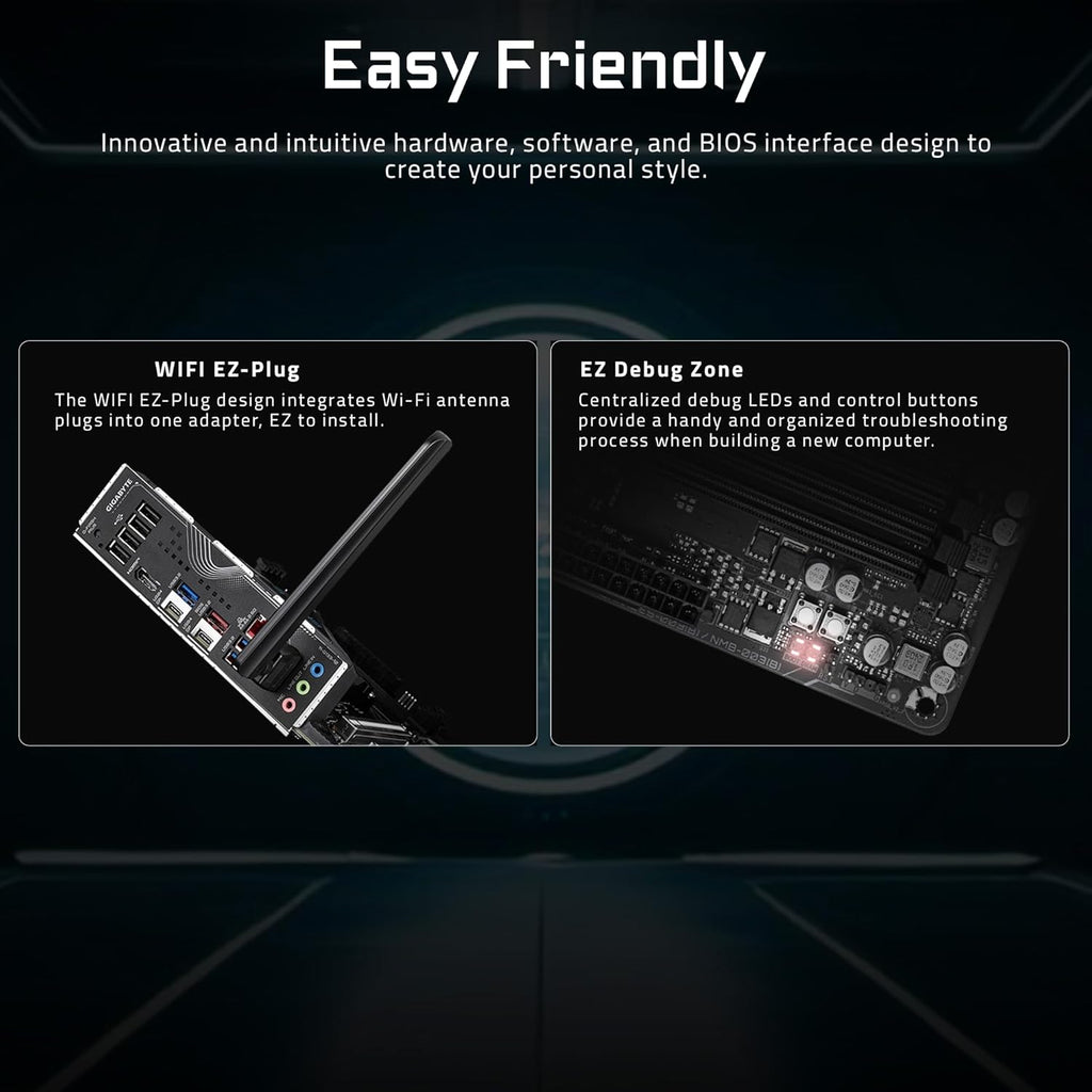 GIGABYTE X870 Eagle WIFI7 AMD AM5 LGA 1718 Motherboard, ATX, DDR5, 4X M.2, Pcie 5.0, USB4, WIFI7, 2.5Gbe LAN, Ez-Latch, 5-Year Warranty