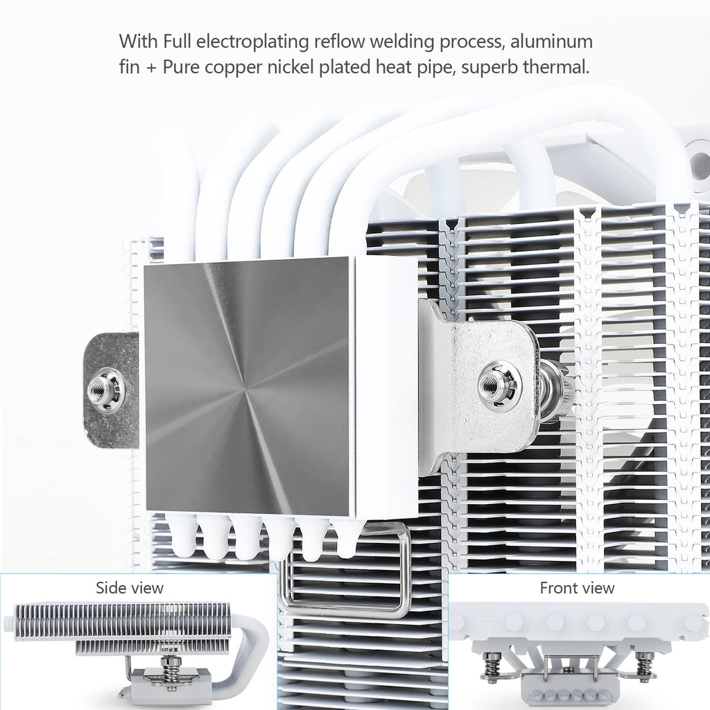 AXP120-X67 White ARGB Low Profile CPU Air Cooler with Quite TL-C12015W-S PWM Fan, 6 Heat Pipes, 67Mm Height, for AM4/ Am5/Intel LGA 1700/1851/115X/1200/2011,5V ARGB LED CPU Cooler,1800Rpm