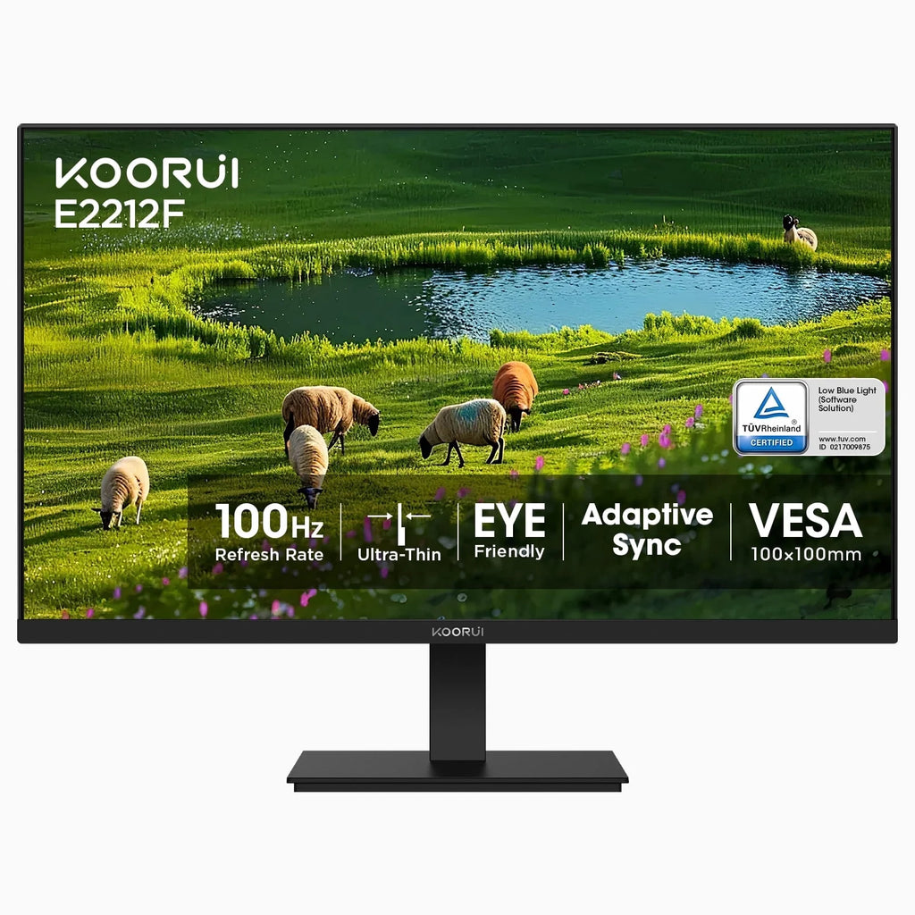 KOORUI 22" FHD 100 Hz Computer Monitor, 1080P PC Monitor with Adaptive-Sync, E2212F, New