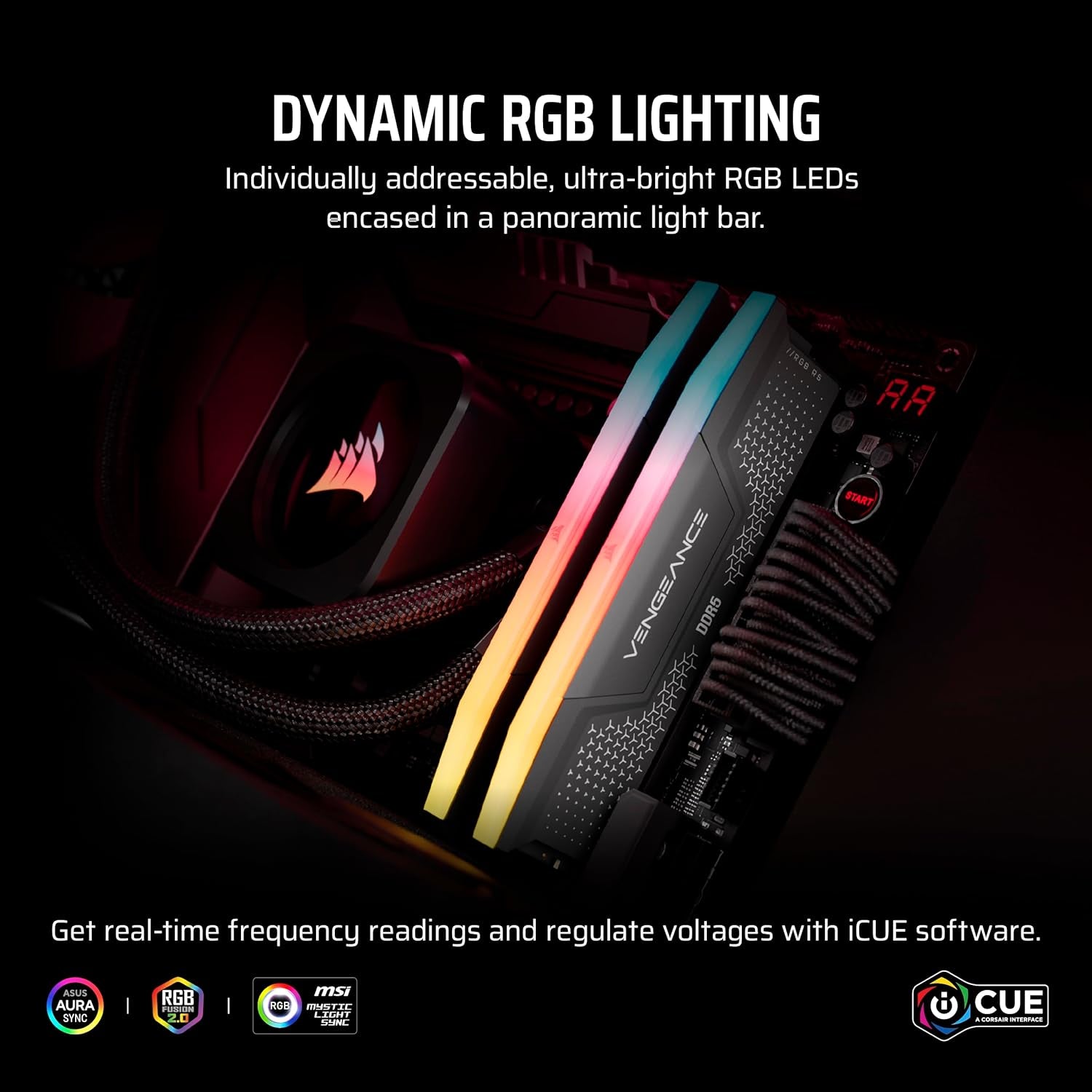 CORSAIR Vengeance RGB RS DDR5 RAM 32GB (2X16Gb) up to 6000Mhz CL36-44-44-96 1.35V AMD Expo Intel XMP Computer Desktop Memory – Gray (CMG32GX5M2E6000Z36)