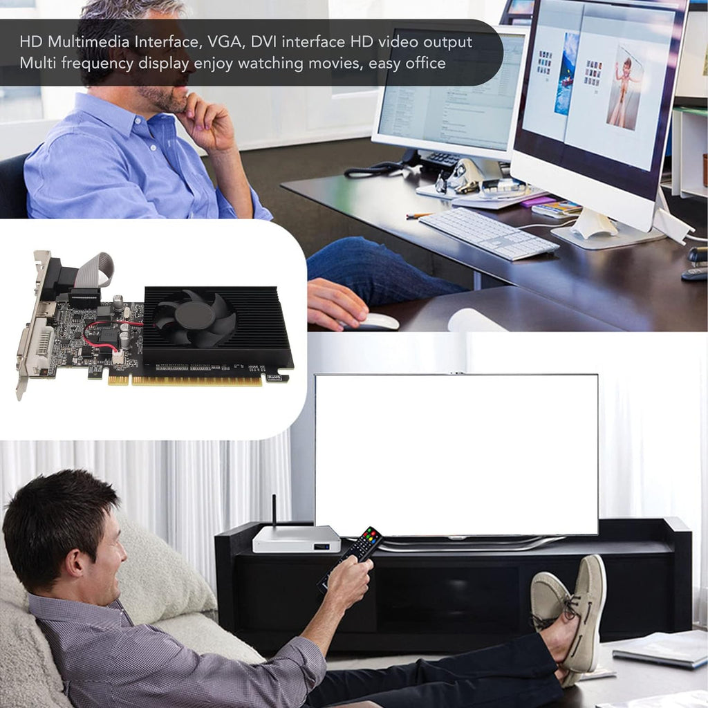 Graphics Card, 610 1GB 64Bit DDR3 PCI Express X16 2.0 Gaming Video Card with VGA DVI Port and Silent Cooling Fan for Desktop Computer