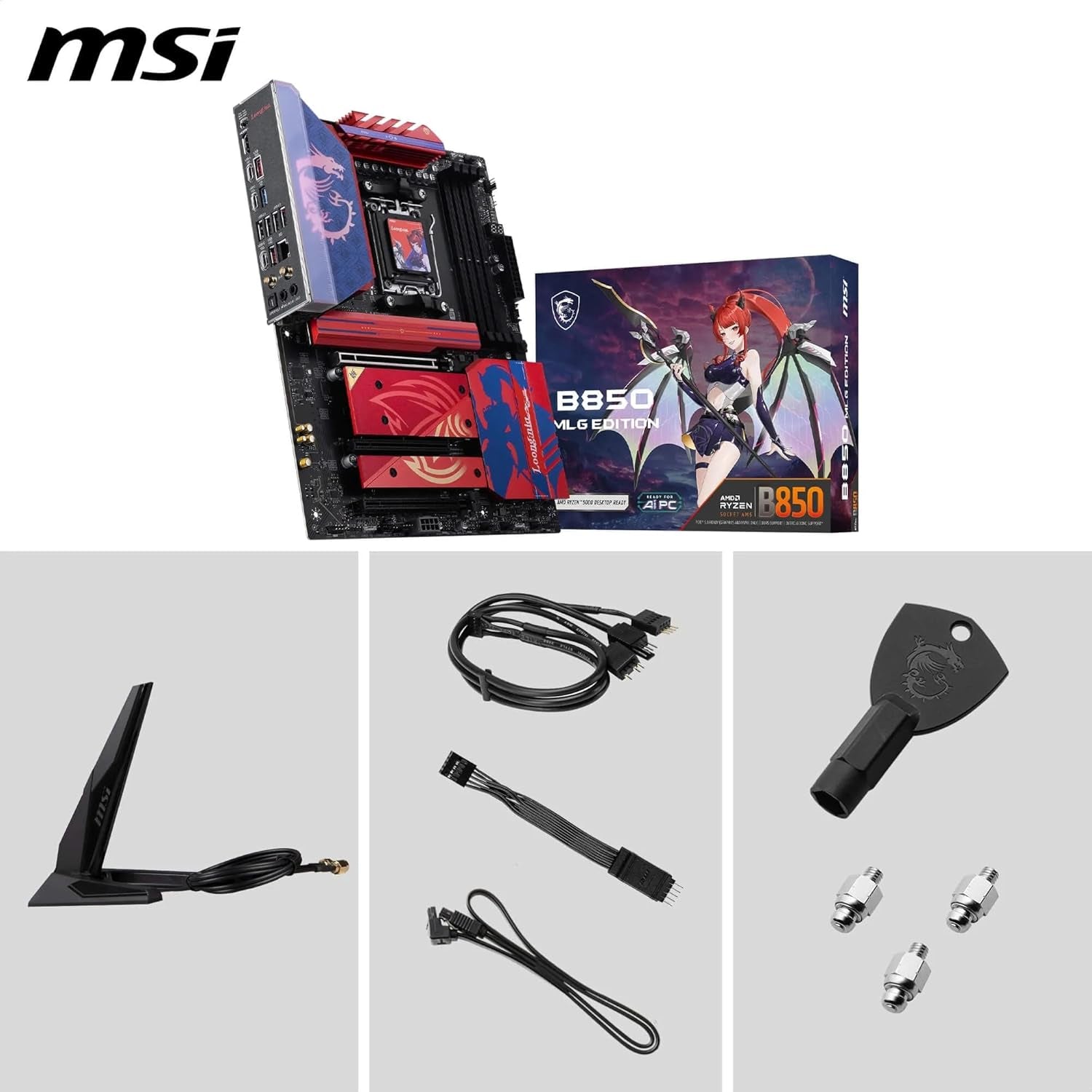 MSI B850 MLG EDTION Motherboard, ATX - Supports AMD Ryzen 9000/8000 / 7000 Processors, AM5-80A SPS VRM, DDR5 Memory Boost (8400+Mt/S OC), Pcie 5.0 X16, M.2 Gen5, Wi-Fi 7, 5G LAN