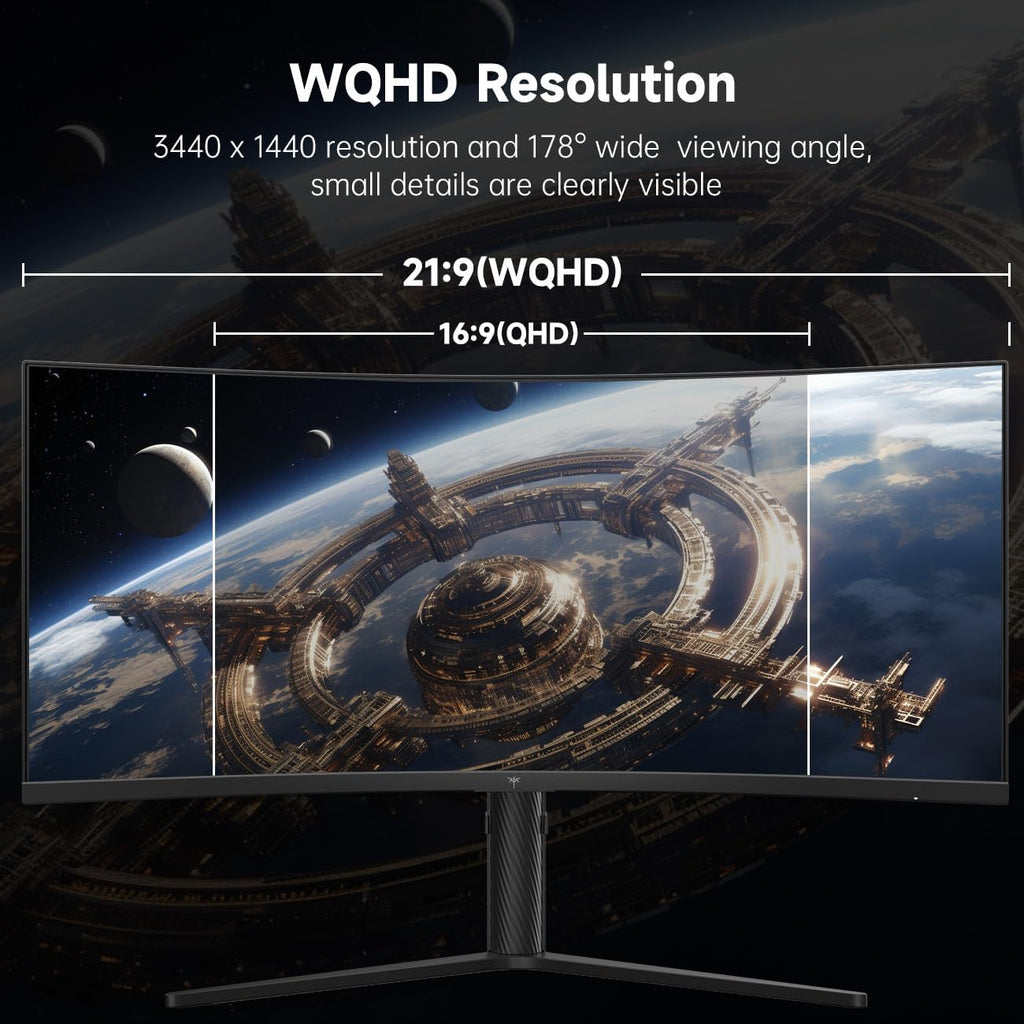 34 Inch 180Hz WQHD Ultrawide 3440X1440 Curved Gaming Monitor, H34S5 | 1500R Curvature, PIP/PBP, 4000:1 Contrast, Freesync, HDR, VESA, Tilt Swivel Height Pivot Adjustment