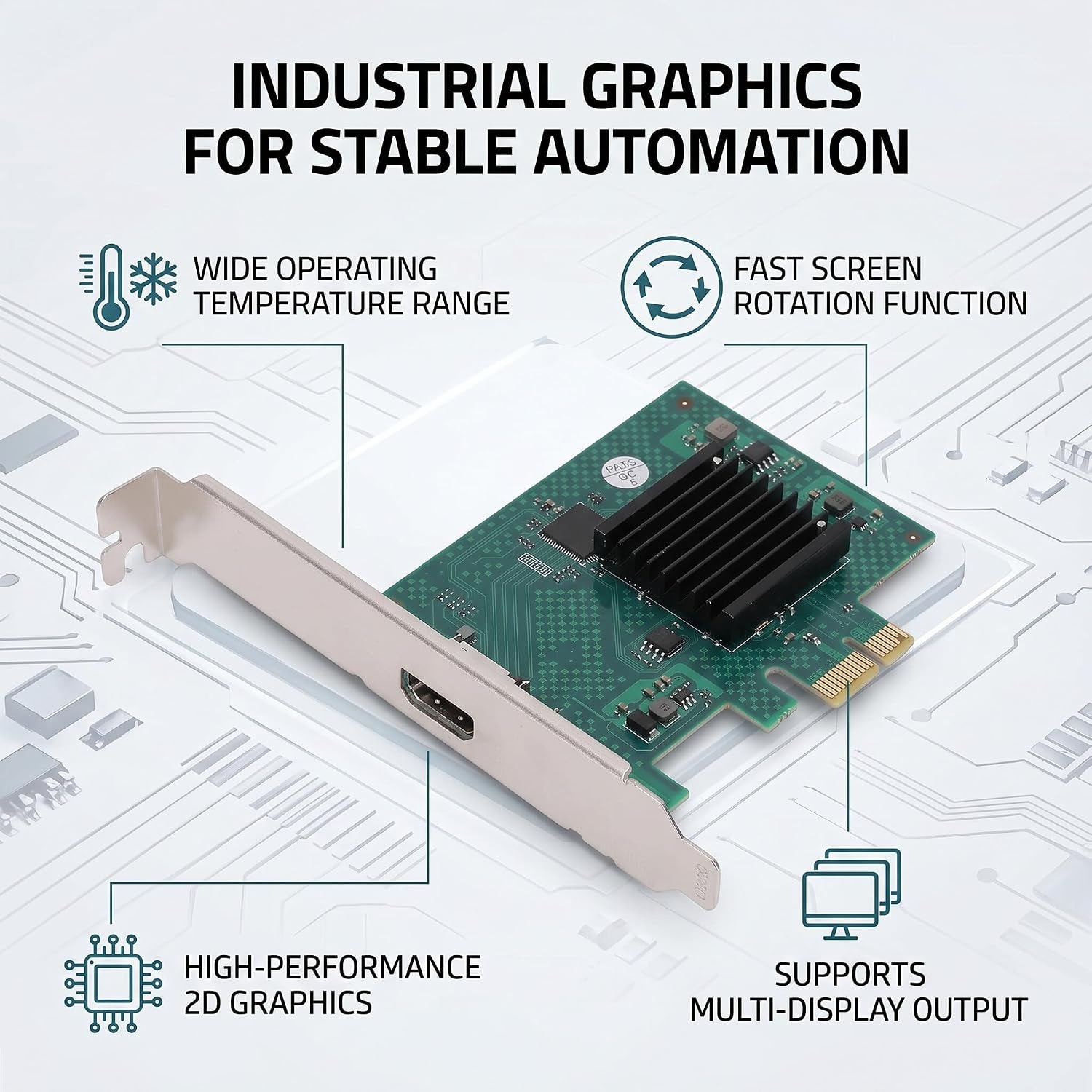 Pcie Interface Graphics Card, HD Video Card with 2D Graphics Accelerator for Industrial Computer Multi Display Panel POS System