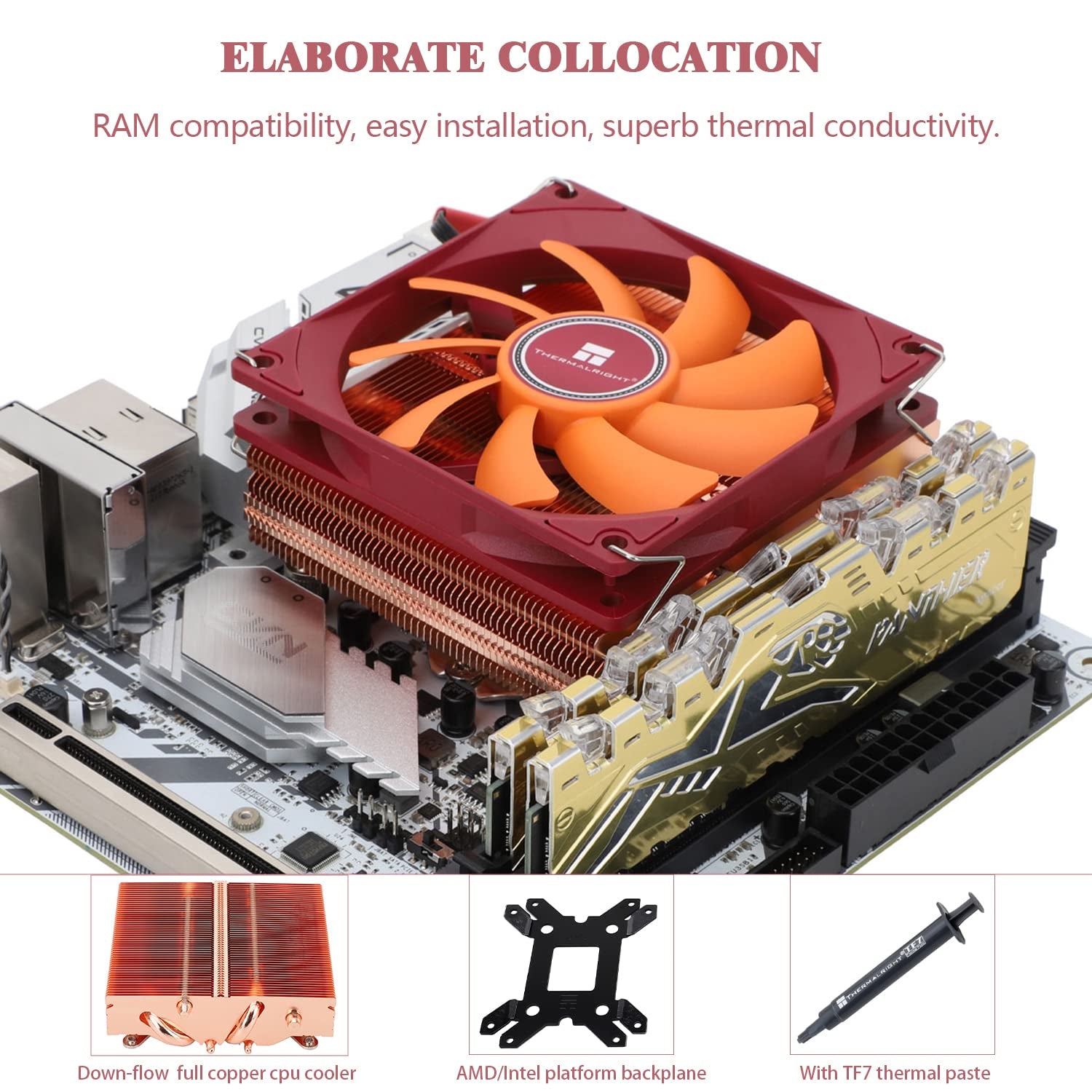 AXP90 X47 Full Low Profile CPU Cooler, 47Mm Height, with TL-9015R Slim PWM CPU Fan,Pure Copper Version, Computer ITX Heatsink Cooler, for AMD:AM4 Am5/Intel 1150/1151/1200/1700