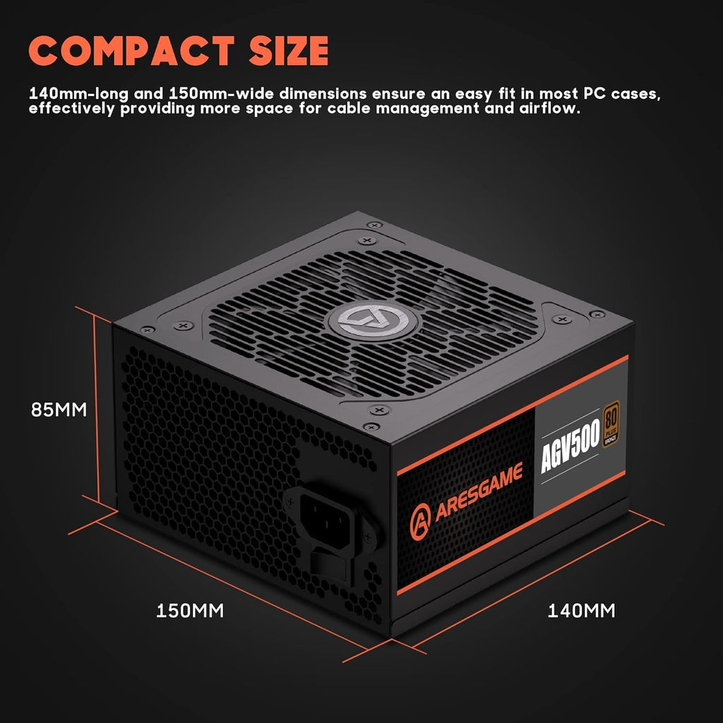 AGV Series 500W Power Supply, 80 plus Bronze Certified, Non Modular Power Supply, 5 Year Warranty