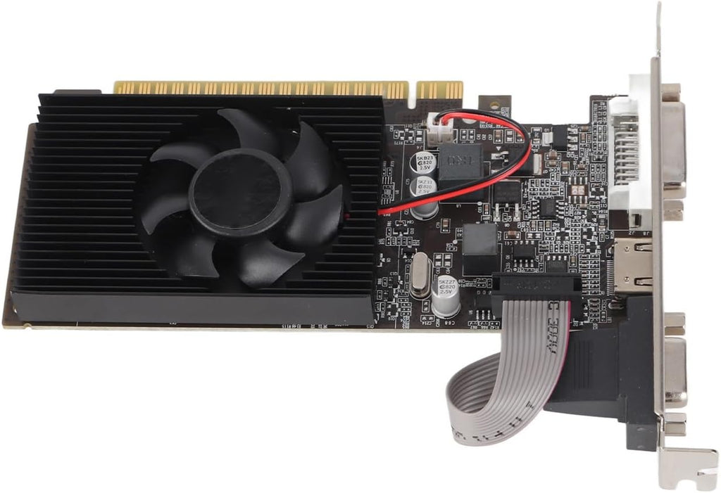 Graphics Card, GT610 1GB 64Bit DDR3 Video Card, PCIE 2.0 VGA DVI Graphics Card with Cooling Fan for Desktop Computer