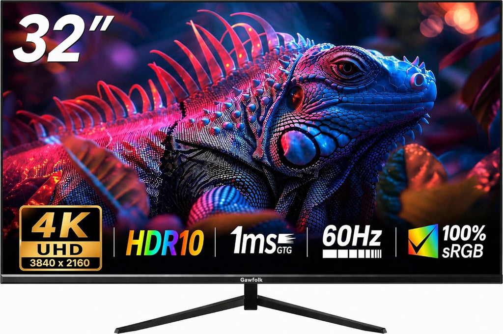 32 Inch 4K UHD (3840 X 2160) Monitor, PC Monitor 60Hz, Computer Monitor, HDR 10, DP HDMI VESA