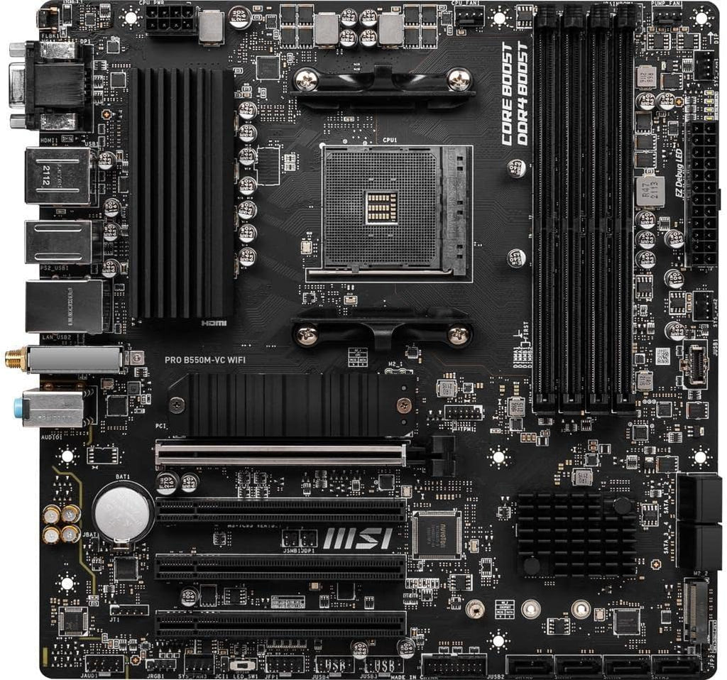 MSI PRO B550M-VC Wifi Proseries Motherboard (AMD Ryzen 5000 Series, AM4, DDR4, Pcie 4.0, SATA 6Gb/S, M.2, USB 3.2 Gen 2, HDMI/DP, Wi-Fi 6E, Bluetooth 5.2, Matx)