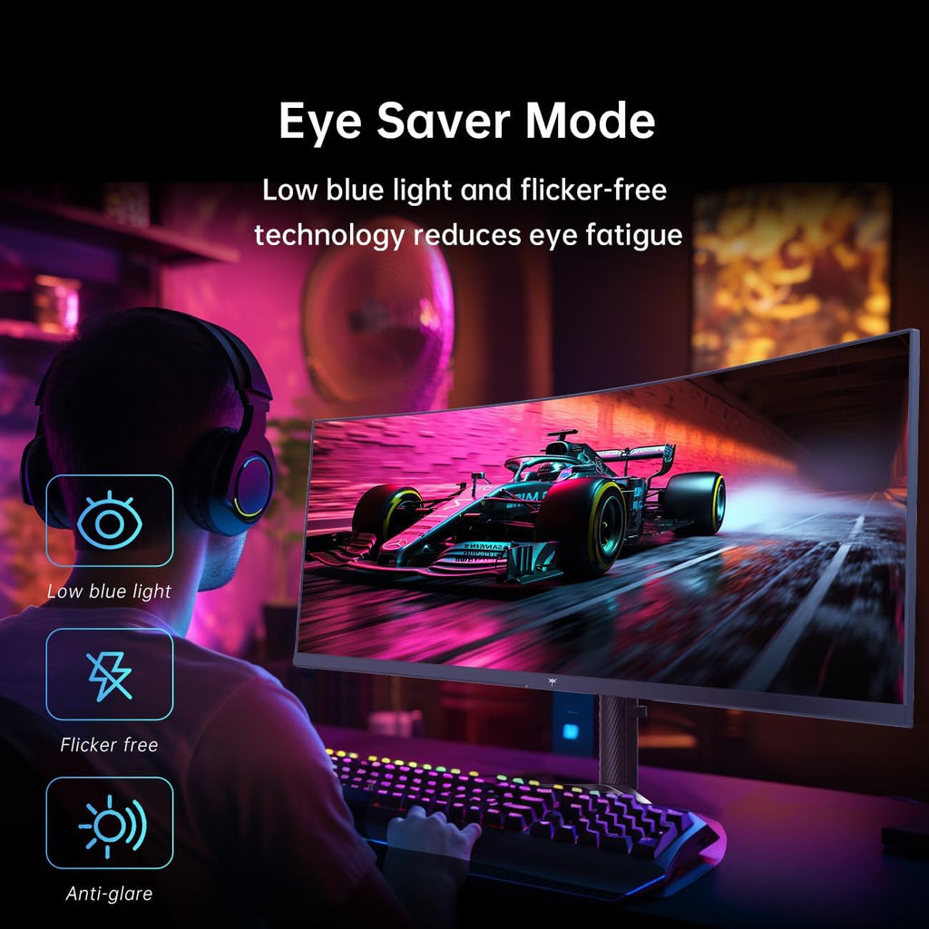34 Inch 180Hz WQHD Ultrawide 3440X1440 Curved Gaming Monitor, H34S5 | 1500R Curvature, PIP/PBP, 4000:1 Contrast, Freesync, HDR, VESA, Tilt Swivel Height Pivot Adjustment