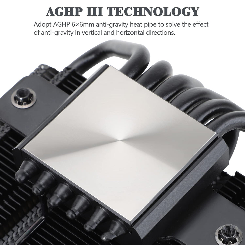 AXP120-X67 Black ARGB Low Profile CPU Air Cooler with Quite 120Mm TL-C12015B-S PWM Fan, 6 Heat Pipes, 67Mm Height Cooling, for AM4/ Am5,Intel LGA 1700/1851/1150/1151/1155/1156/1200/2011