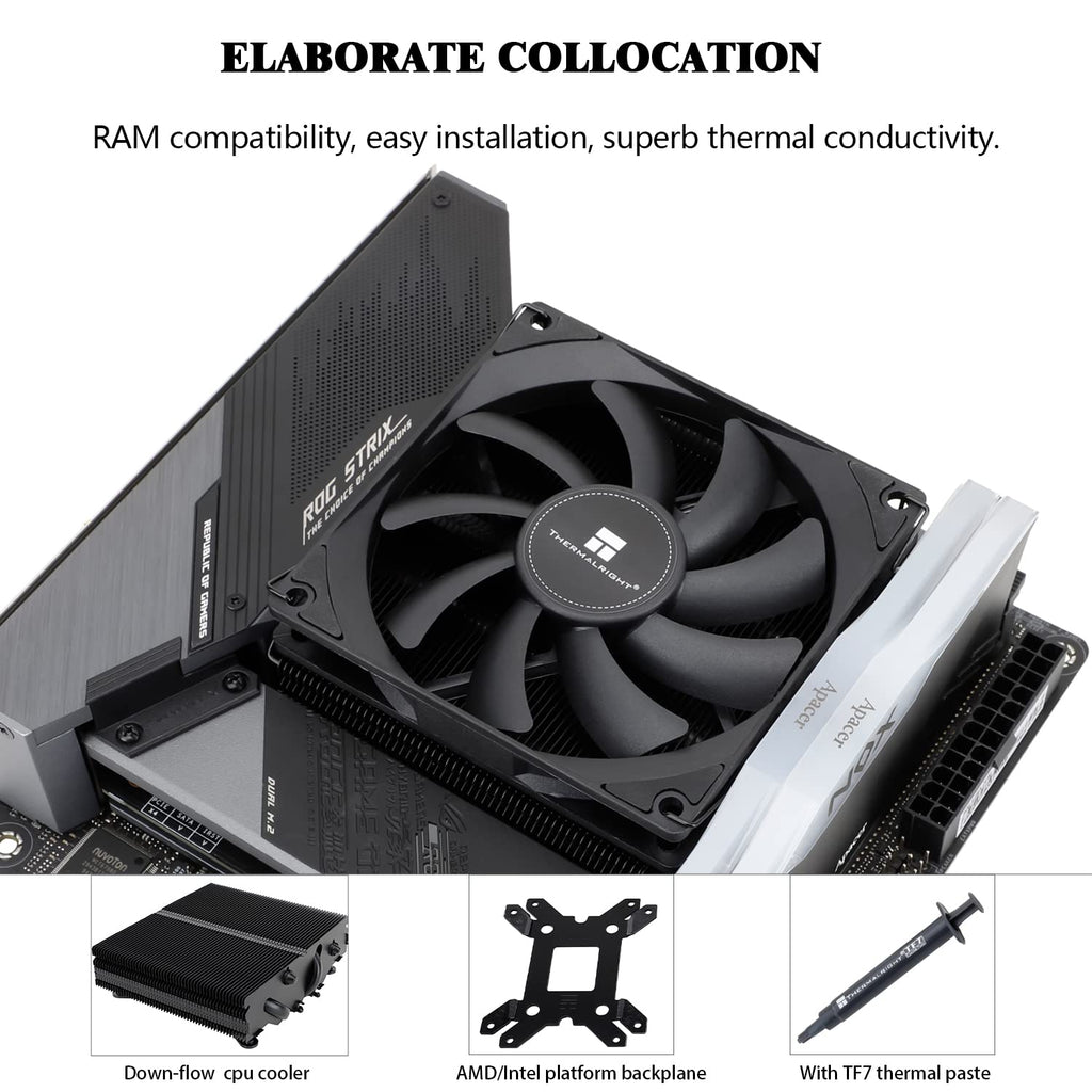 AXP90 X47 Black Low Profile CPU Air Cooler, 47Mm Height, TL-9015B Slim PWM CPU Fan, AGHP Technology, Computer ITX CPU Heatsink Cooler, for AMD:AM4 Am5/Intel 1150/1151/1200/1700