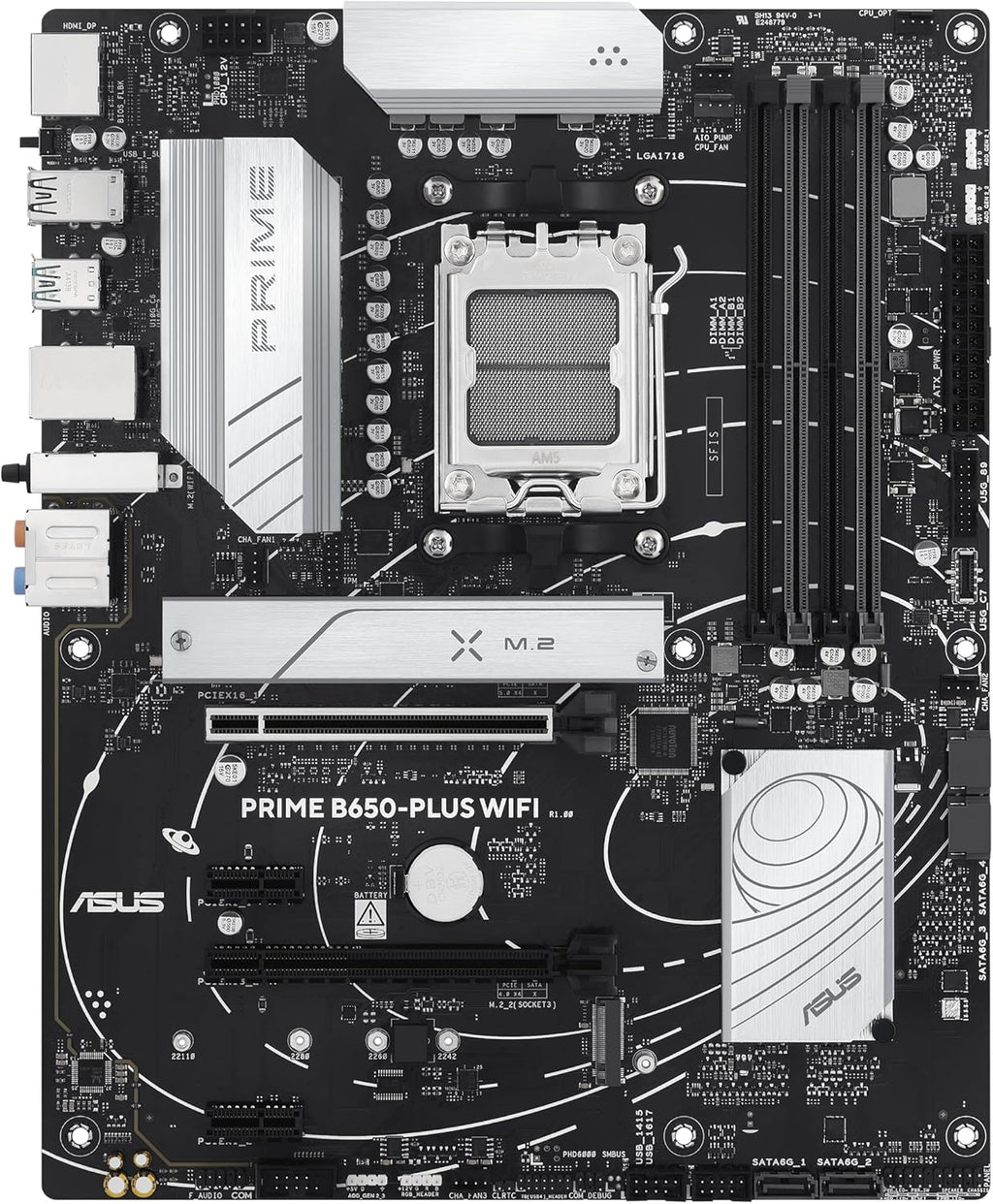 ASUS Prime B650-PLUS Wifi AMD B650 AM5 Ryzen™ Desktop 9000 8000 & 7000 ATX Motherboard, DDR5, Pcie 5.0 M.2, 2.5Gb LAN, Wifi 6E, HDMI™, SATA 6 Gbps, USB Type-C®, BIOS Flashback™, Thunderbolt™ 4 Header