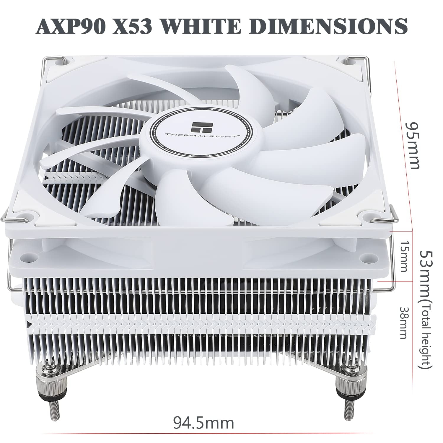 AXP90-X53 White Low Profile CPU Air Cooler, 53Mm Height, TL-9015W Slim PWM CPU Fan, AGHP 3.0 Technology, ITX Heatsink Cooler, for AMD:AM4 Am5/Intel 1150/1151/1155/1156/1200/1700