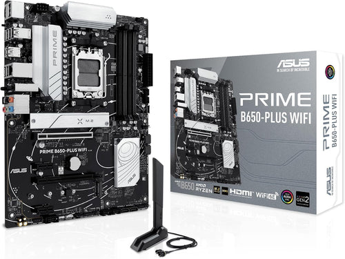 ASUS Prime B650-PLUS Wifi AMD B650 AM5 Ryzen™ Desktop 9000 8000 & 7000 ATX Motherboard, DDR5, Pcie 5.0 M.2, 2.5Gb LAN, Wifi 6E, HDMI™, SATA 6 Gbps, USB Type-C®, BIOS Flashback™, Thunderbolt™ 4 Header