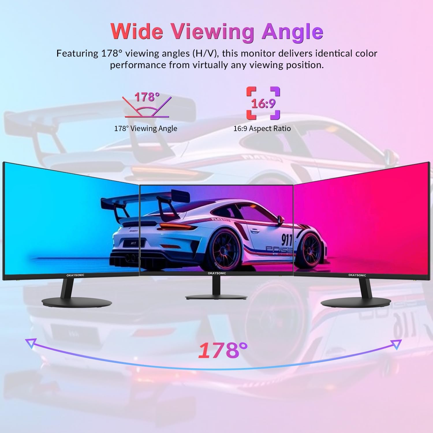 24Inch Office Monitor 100HZ 1Ms, AMD Freesync, 100% Srgb, Eyecare Monitor with Speakers, HDMI VGA & VESA Mount