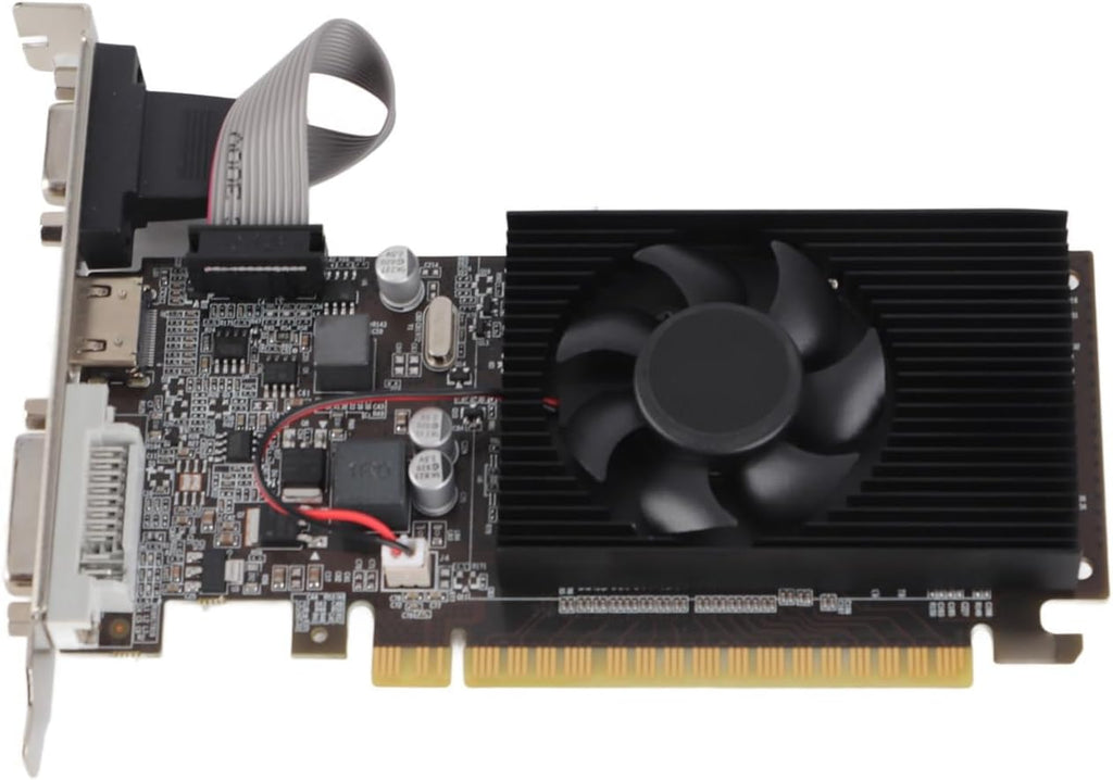 Graphics Card, GT610 1GB 64Bit DDR3 Video Card, PCIE 2.0 VGA DVI Graphics Card with Cooling Fan for Desktop Computer