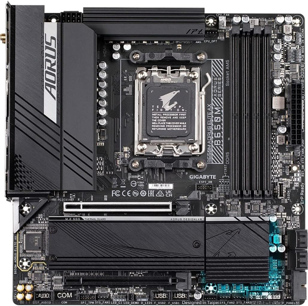 GIGABYTE B650M AORUS Elite AX AMD AM5 Matx Motherboard,Support Ryzen 9000/8000/7000 Series,Ddr5, 12+2+2 Power Phase,Pcie 5.0 M.2, USB-C 3.2 Gen 2,Wifi6E,2.5Gbe,Ez-Latch,Q-Flash,Rgb Fusion (Pack of 8)