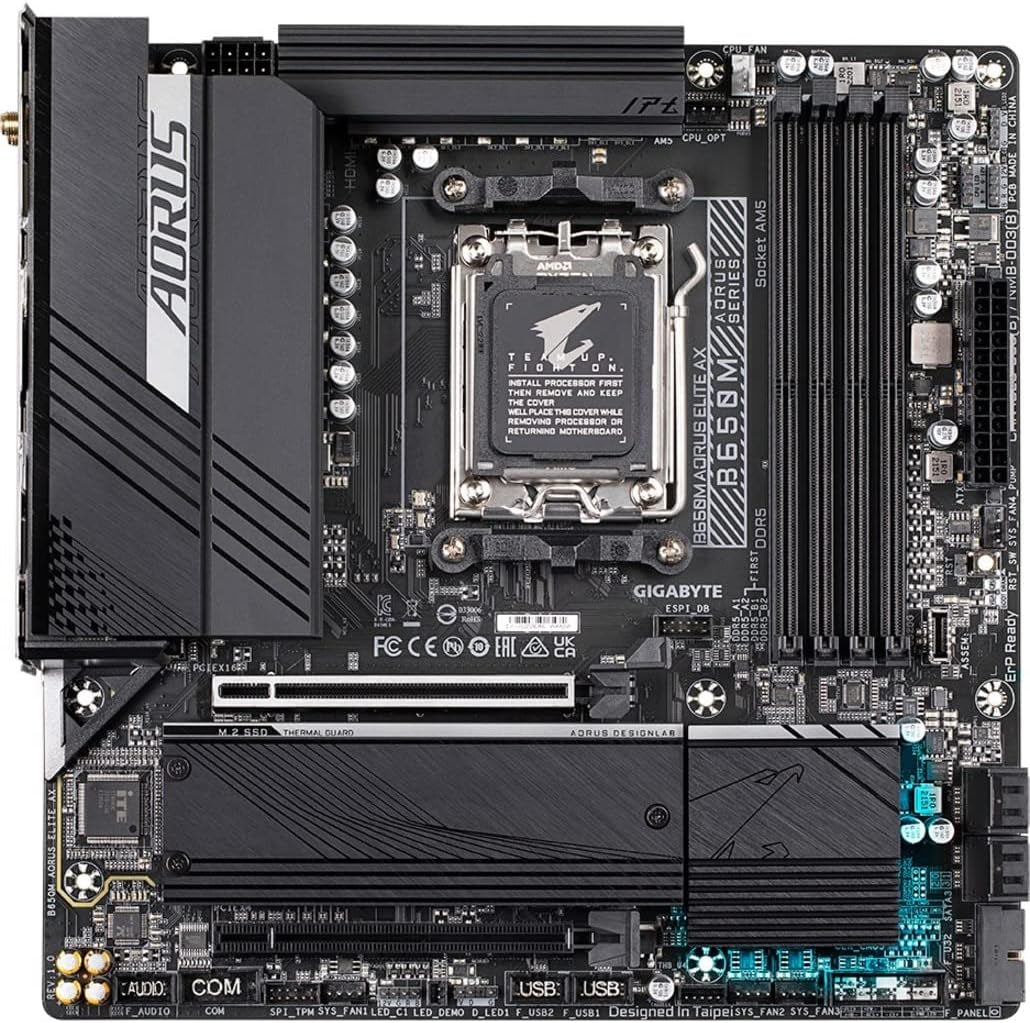 GIGABYTE B650M AORUS Elite AX AMD AM5 Matx Motherboard,Support Ryzen 9000/8000/7000 Series,Ddr5, 12+2+2 Power Phase,Pcie 5.0 M.2, USB-C 3.2 Gen 2,Wifi6E,2.5Gbe,Ez-Latch,Q-Flash,Rgb Fusion (Pack of 8)