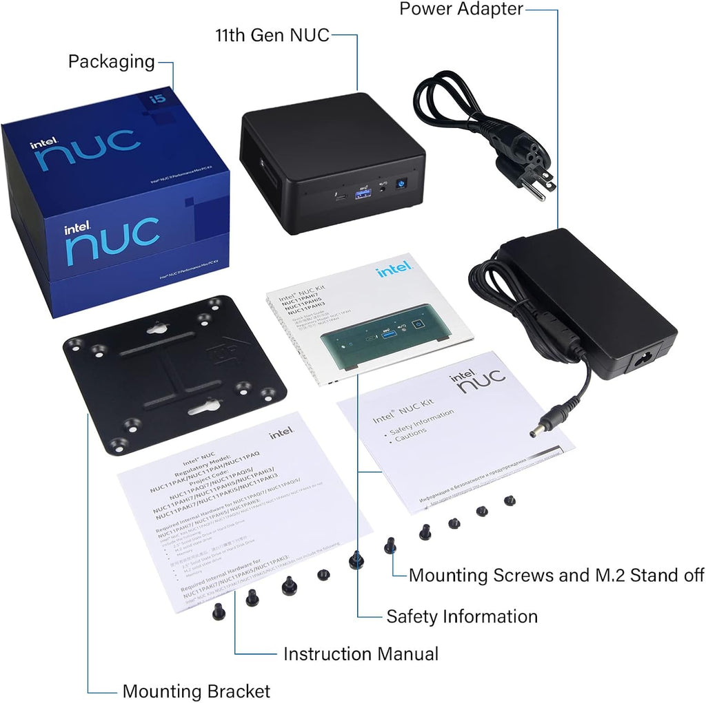 Intel NUC 11 NUC11PAHI5 Panther Canyon Mini PC, Core I5-1135G7, 16GB RAM, 512GB SSD, Mini Computers Windows 11 Pro for Business Home Office, Support 8K/Wifi 6/4K Quad Display/Bluetooth 5/Thunderbolt 3