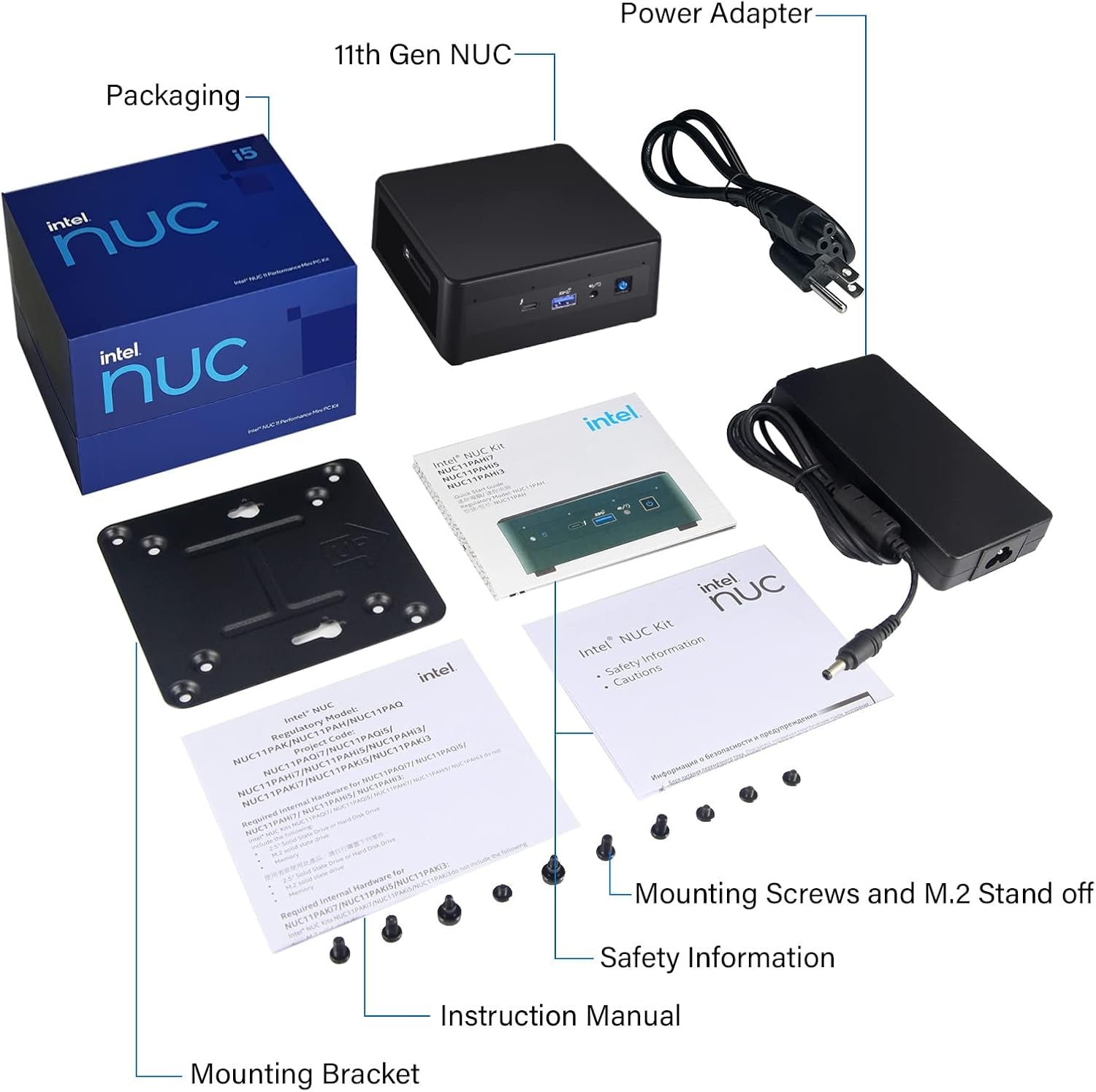 Intel NUC 11 NUC11PAHI5 Panther Canyon Mini PC, Core I5-1135G7, 16GB RAM, 512GB SSD, Mini Computers Windows 11 Pro for Business Home Office, Support 8K/Wifi 6/4K Quad Display/Bluetooth 5/Thunderbolt 3