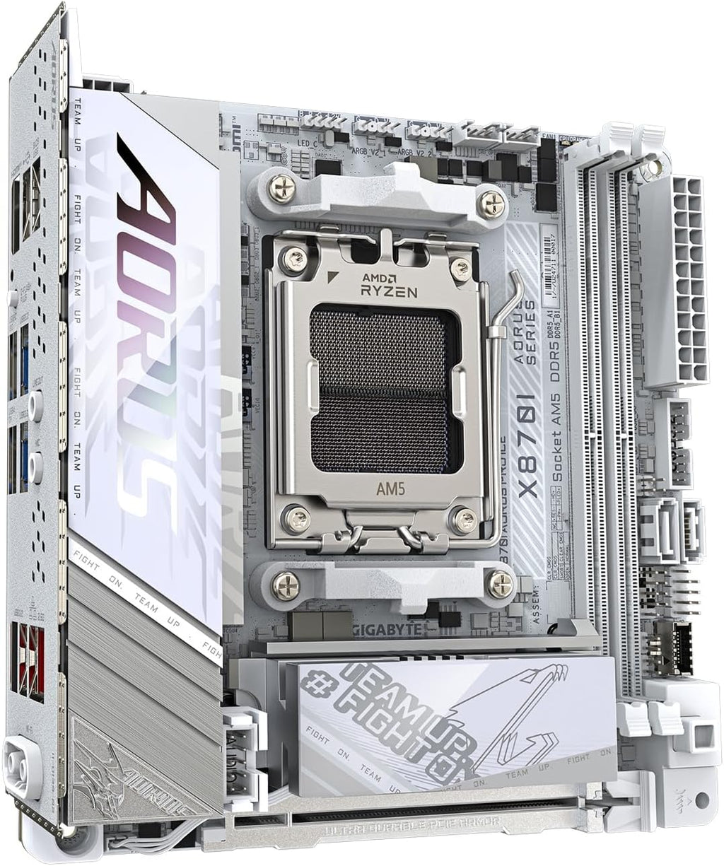 GIGABYTE X870I AORUS PRO ICE AMD AM5 LGA 1718 Motherboard, Mini-Itx, DDR5, 2X M.2, Pcie 5.0, USB-C, WIFI7, 2.5Gbe LAN, Ez-Latch, 5-Year Warranty