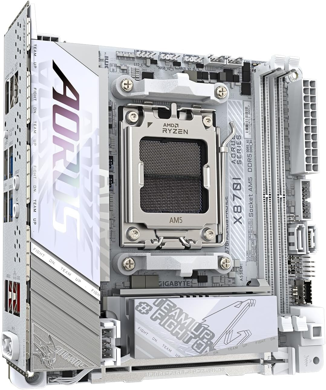 GIGABYTE X870I AORUS PRO ICE AMD AM5 LGA 1718 Motherboard, Mini-Itx, DDR5, 2X M.2, Pcie 5.0, USB-C, WIFI7, 2.5Gbe LAN, Ez-Latch, 5-Year Warranty