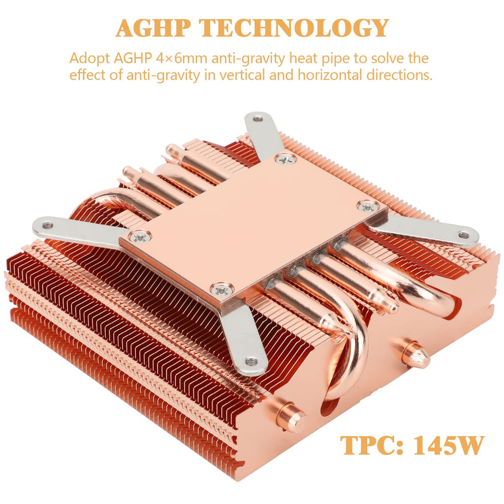 AXP90 X47 Full Low Profile CPU Cooler, 47Mm Height, with TL-9015R Slim PWM CPU Fan,Pure Copper Version, Computer ITX Heatsink Cooler, for AMD:AM4 Am5/Intel 1150/1151/1200/1700