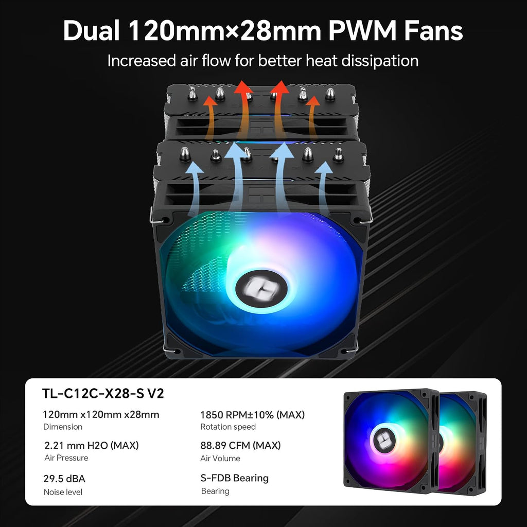 Thermalright Peerless Assassin 120 SE ARGB V2 CPU Cooler, 1850RPM | 6 Heat Pipes, Dual 120Mm PWM Fans, for AMD AM4/AM5 and Intel LGA1851/1700