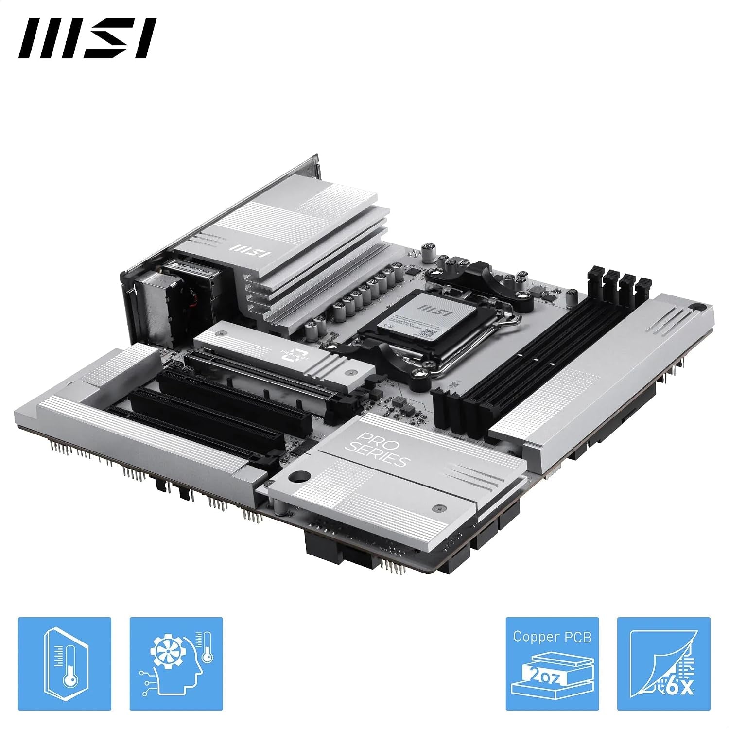 MSI PRO B850M-A Wifi PZ Motherboard, Back-Connect Matx - Supports AMD Ryzen 9000/8000 / 7000 Processors, AM5 - DDR5 Memory Boost (8200+ Mt/S OC), Pcie 5.0 X16 & 4.0 X4, M.2 Gen5, Wi-Fi 7, 5G LAN