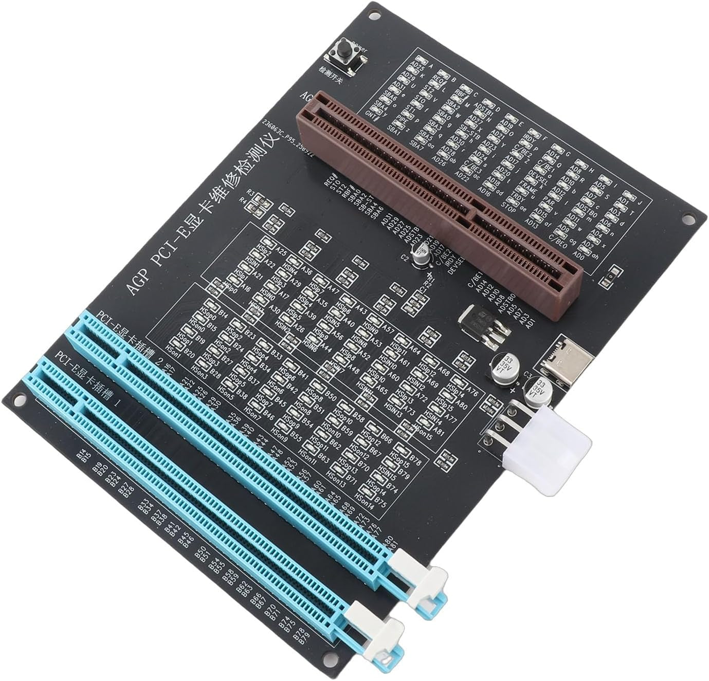 Computer Accessory Graphics Card Tester with Light,Agp PCI E Double Purpose Display Video Graphics Card Tester for Computer Accessory