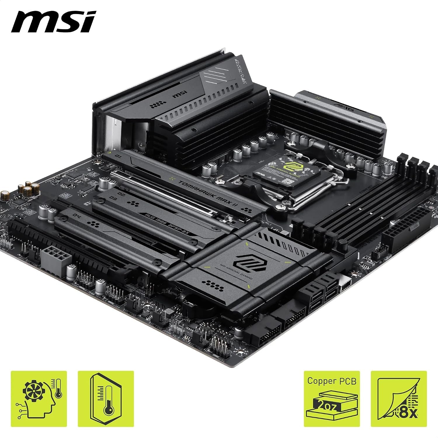 MSI MAG B850 Tomahawk MAX Wifi II Motherboard - Supports AMD Ryzen 9000/8000 / 7000 Processors, AM5-80A SPS VRM, DDR5 Memory Boost (Up to 8400+ Mt/S OC), Pcie 5.0 X16, M.2 Gen5, Wi-Fi 7, 5G L