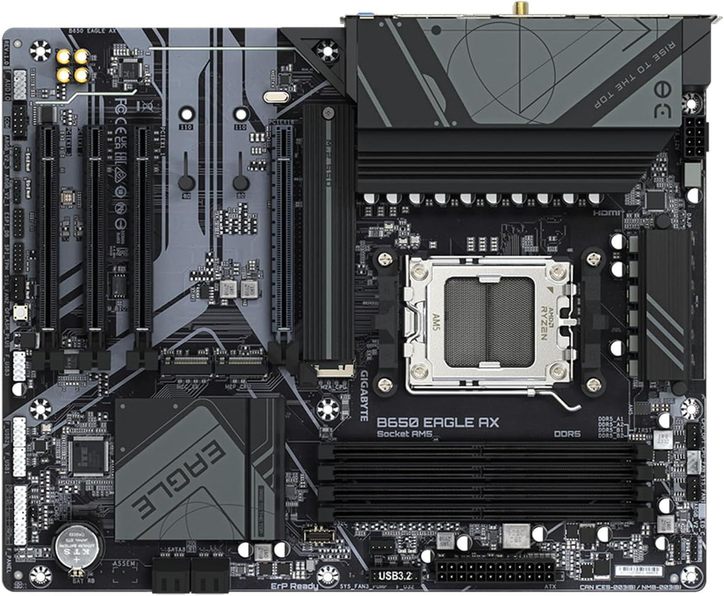 GIGABYTE B650 Eagle AX AM5 LGA 1718 ATX Motherboard, DDR5, Triple M.2 Slots (1X Pcie 5.0, 2X Pcie 4.0), USB 3.2 Gen2X2 Type-C, Wifi 6E, Realtek Gbe LAN