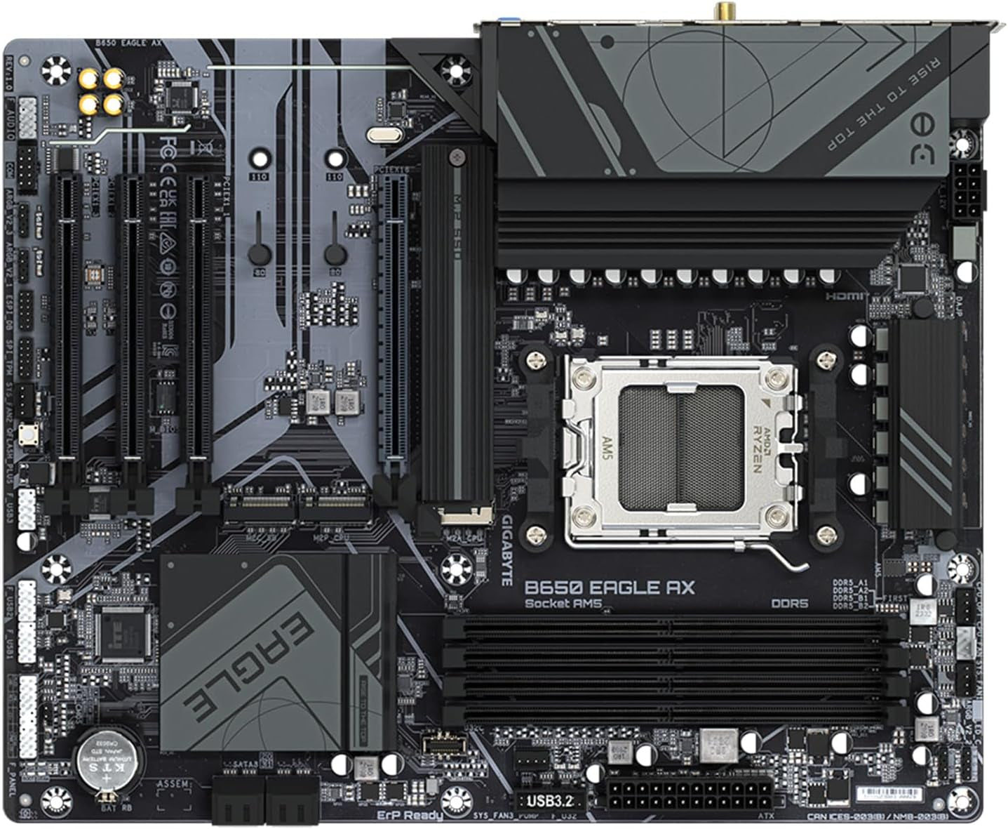 GIGABYTE B650 Eagle AX AM5 LGA 1718 ATX Motherboard, DDR5, Triple M.2 Slots (1X Pcie 5.0, 2X Pcie 4.0), USB 3.2 Gen2X2 Type-C, Wifi 6E, Realtek Gbe LAN