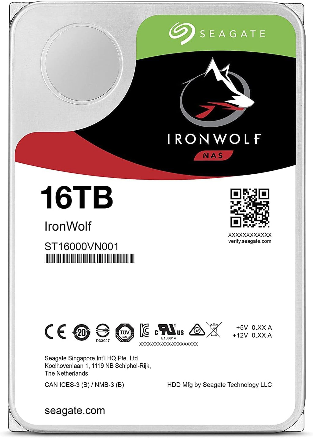 Seagate Ironwolf 16TB NAS Internal Hard Drive HDD – CMR 3.5 Inch SATA 6GB/S 7200 RPM 256MB Cache for Raid Network Attached Storage, with Rescue Service (ST16000VN001)