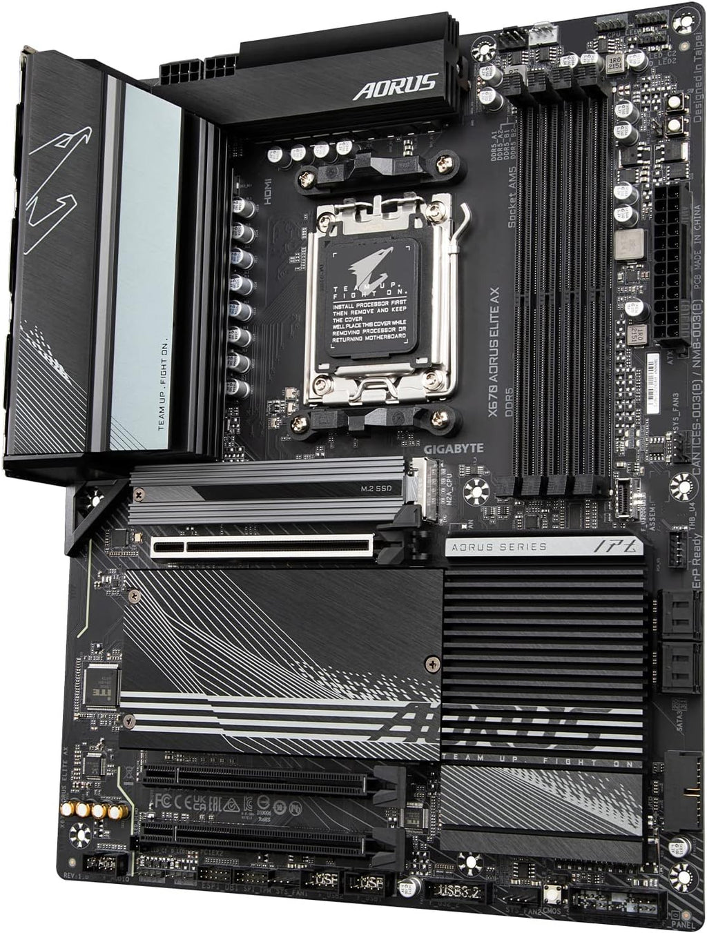 GIGABYTE X670 AORUS Elite AX AMD AM5 ATX Motherboard, Support Ryzen 9000/8000/7000 Series, DDR5, 8+8 Power Phase, 4X M.2, Pcie 5.0, USB-C 3.2 Gen2X2, WIFI6E, 2.5Gbe, Ez-Latch, Q-Flash, Smart Fan 6